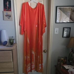 Vibrant Orange 1960s Kaftan Dress